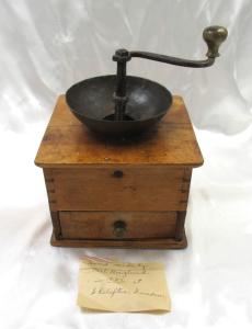 Handmade Antique Coffee Grinder with Crank Drawer