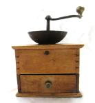 Handmade Antique Coffee Grinder with Crank Drawer