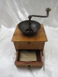 Handmade Antique Coffee Grinder with Crank Drawer