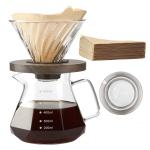Elegant Pour Over Coffee Maker 600ml with Walnut Handle