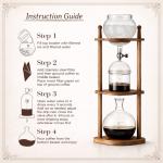Nispira Cold Brew Coffee Drip Tower Iced Coffee Maker Wooden Stand 6–8 Cup