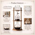Nispira Cold Brew Coffee Drip Tower Iced Coffee Maker Wooden Stand 6–8 Cup