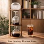 Nispira Cold Brew Coffee Drip Tower Iced Coffee Maker Wooden Stand 6–8 Cup