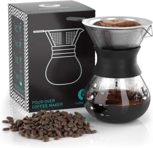 300ml Pour Over Coffee Maker with Glass Carafe