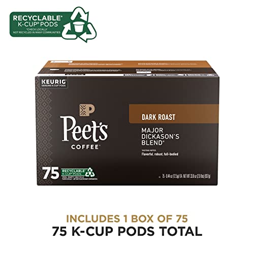 Peet's Coffee Dark Roast K-Cup Pods - Major Dickason's Blend, 75 Count