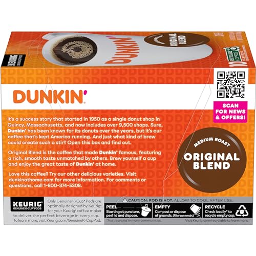 Dunkin' Original Blend Coffee, 60 K-Cup Pods