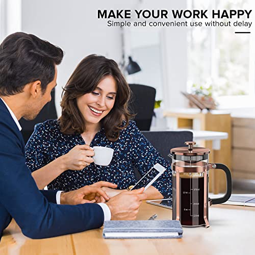 QUQIYSO Stainless Steel French Press, Heat Resistant Glass