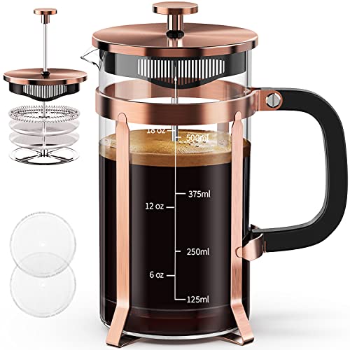 QUQIYSO Stainless Steel French Press, Heat Resistant Glass