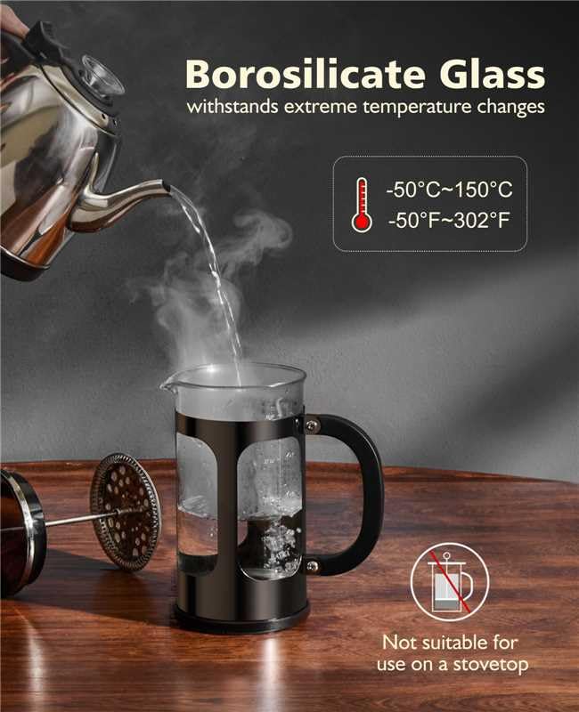 BAYKA French Press Coffee Maker, Classic Dark Pewter