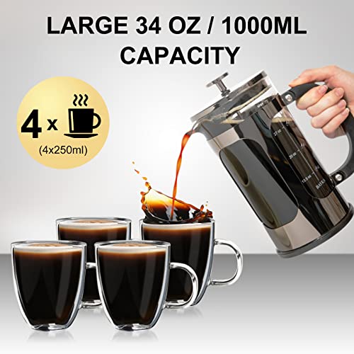 BAYKA French Press Coffee Maker, Classic Dark Pewter