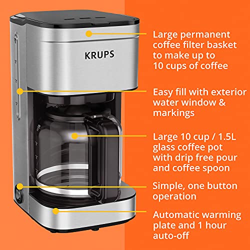 Krups Simply Brew Stainless Steel Coffee Maker 10 Cup