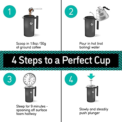 Coffee Gator French Press + Travel Jar - 34oz Gray