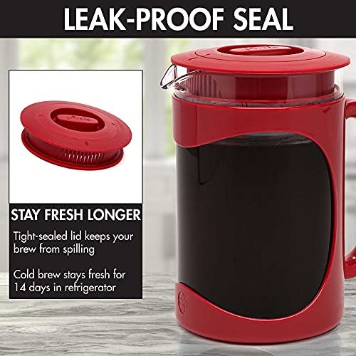 Deluxe Cold Brew Coffee Maker - 6 Cup, Red