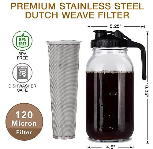 Cold Brew Coffee Maker - 64oz Mason Jar