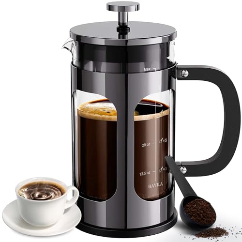 BAYKA French Press Coffee Maker, Classic Dark Pewter