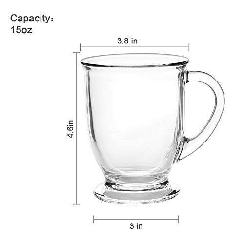 Set of 6 Clear Glass Coffee Mugs