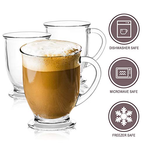 Set of 6 Clear Glass Coffee Mugs