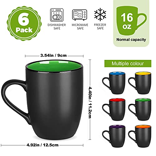 Large Coffee Mug Set, Matte Black Porcelain, 16oz
