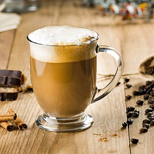 Set of 6 Clear Glass Coffee Mugs