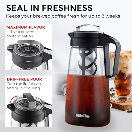 Mueller Cold Brew Maker: 2-Quart Pitcher with Mesh Filter
