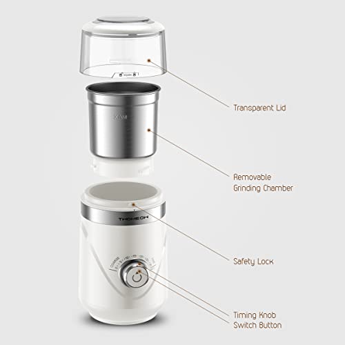TWOMEOW Adjustable Electric Coffee Grinder with Stainless Steel Bowl
