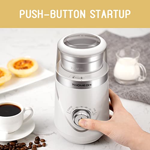 TWOMEOW Adjustable Electric Coffee Grinder with Stainless Steel Bowl