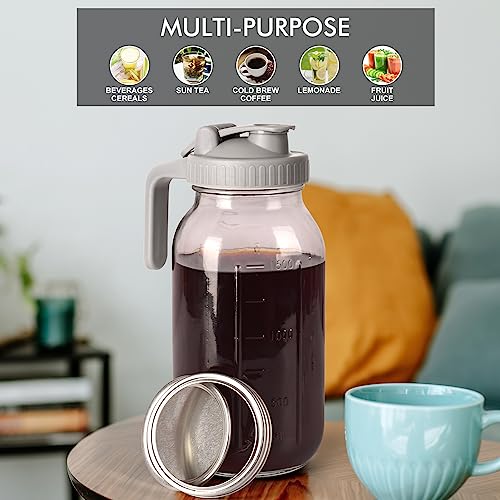 64 oz Cold Brew Mason Jar with Stainless Steel Filter