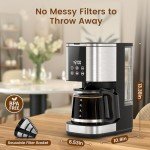 Electactic 12-Cup Programmable Touch Screen Coffee Maker