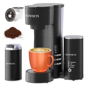 4-in-1 Single Serve Coffee Maker with Grinder