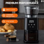 Ollygrin Electric Burr Coffee Grinder with Timer
