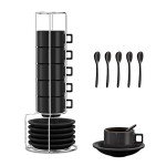 Stackable Espresso Cups and Saucers Set