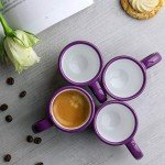 Polka Dot Ceramic Espresso Cups Set – Purple & White