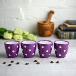 Polka Dot Ceramic Espresso Cups Set – Purple & White