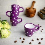 Polka Dot Ceramic Espresso Cups Set – Purple & White