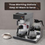 12-Cup Commercial Coffee Maker with 3 Decanters