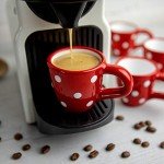 Red Polka Dot Ceramic Espresso Cups Set of 4