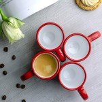 Red Polka Dot Ceramic Espresso Cups Set of 4