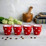 Red Polka Dot Ceramic Espresso Cups Set of 4