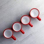 Red Polka Dot Ceramic Espresso Cups Set of 4