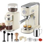 Gevi Espresso Machine and Coffee Grinder, Beige