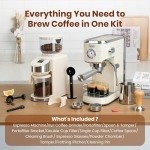 Gevi Espresso Machine and Coffee Grinder, Beige