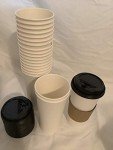 22oz Disposable White Coffee Cups with Lids - 100 Set