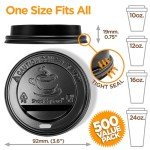 Travel Lids for Disposable Coffee Cups - 500 Pack