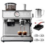 Ultima Cosa Elevate Your Coffee Experience Espresso Machine With Grinder,Barista Espresso Maker with Milk Frother Steam Wand, Removable Water Tank