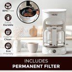 MÜELLERHOME 12-Cup White Coffee Maker with Carafe