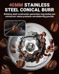 AMZCHEF Silver Coffee Grinder with 24 Settings