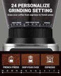 AMZCHEF Silver Coffee Grinder with 24 Settings