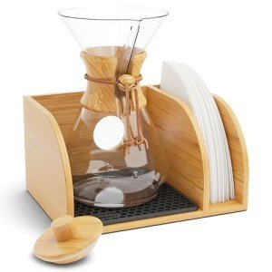 Bamboo Caddy and Lid for Pour Over Coffee