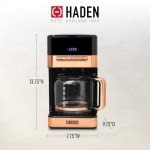 HADEN 12-Cup Programmable Coffee Maker, Black/Copper