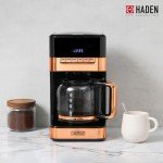 HADEN 12-Cup Programmable Coffee Maker, Black/Copper